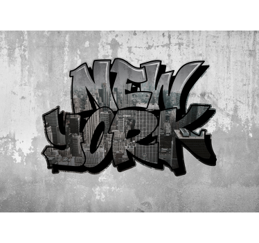 New York Fototapete Graffiti mit blick auf die stadt - TenStickers