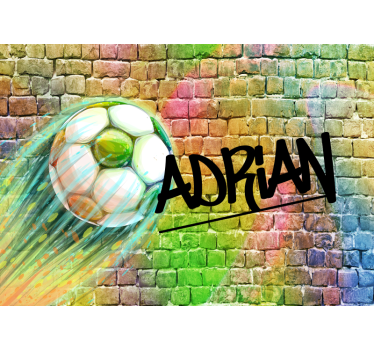 Bunter Fußball mit Namen Fototapete Schlafzimmer - TenStickers
