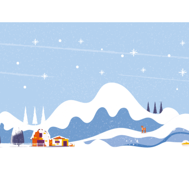 Fototapete Kinder Schneebedeckte berge mit zelten - TenStickers