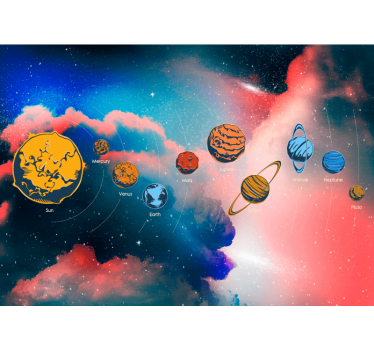 Weltraum Fototapete Sonnensystem mit planetennamen - TenStickers