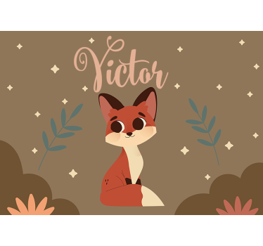 Fototapete Baby Süßer fuchs für jungen mit Namen - TenStickers