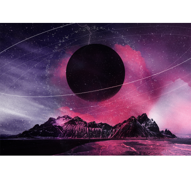Weltraum Fototapete Berge mit planeten - TenStickers