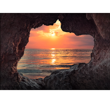 3D Fototapete Visueller effekt höhle sonnenaufgang ozean - TenStickers