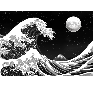 Fototapete Klassische Kunst japanische kanagawa-welle bei nacht - TenStickers