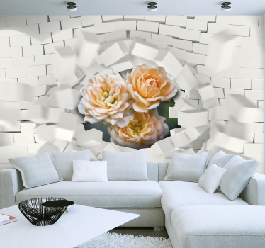 Fototapete 3D explodierender floraler 3d-effekt - TenStickers
