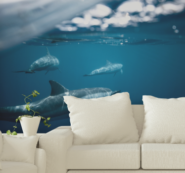 3D Fototapete Delfine schwimmen - TenStickers