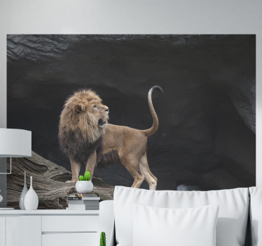 3D Fototapete Löwen mit endlosem korridor - TenStickers
