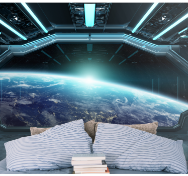 Raumschiff Cockpit 3D Tapete - TenStickers