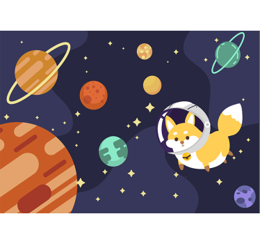 Weltall Fuchs Kinder Fototapete - TenStickers