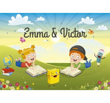 Personalisierte Leseecke Kinderzimmer Fototapete - TenStickers