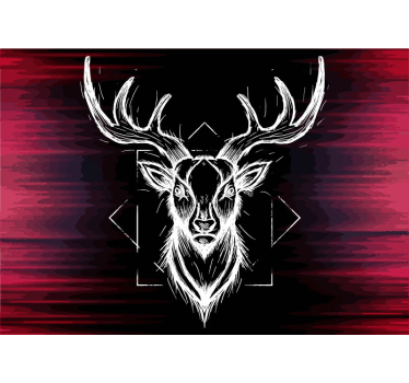 Abstrakte Zeichnung Hirsch mit Geweih Fototapete - TenStickers