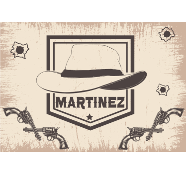 Personalisierte Fototapete Cowboyhut mit Namen - TenStickers