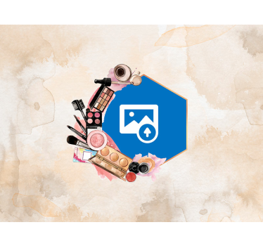 Personalisierte Fototapete Kreative make-up-tools mit foto - TenStickers