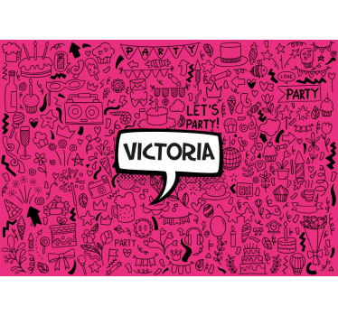 Personalisierte Fototapete Rosa personalisierte gekritzel - TenStickers