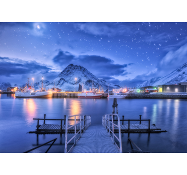 Fototapete Kinder Boot mit wolken und sternen - TenStickers