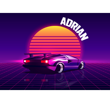 Auto Fototapete Sportliches auto bei sonnenuntergang - TenStickers