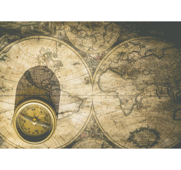 Vintage Karte Sepia Wandtapete - TenStickers