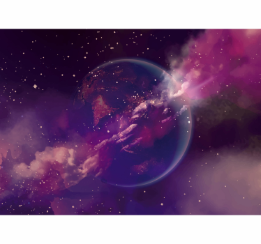 Weltraum Fototapete Erde auf dem rosa Raum - TenStickers
