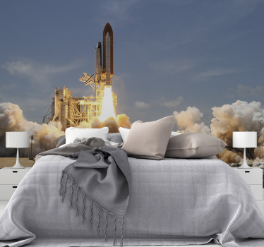 Abhebende Rakete Landschaft Schlafzimmer Fototapete - TenStickers