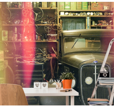 Auto Fototapete Oldtimer in garage - TenStickers