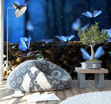 Blaue schmetterlings foto wandtapete - TenStickers