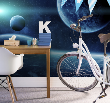 Blaue Weltall Fototapete - TenStickers