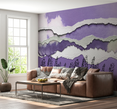 Fototapete abstrakte Kunst Abstraktes lavendelfeld - TenStickers