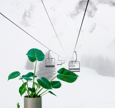 Fototapete Berg Fotografie der seilbahn auf schnee - TenStickers