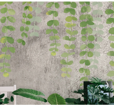 Fototapete Blumen Hängende Pflanzen auf betontextur - TenStickers