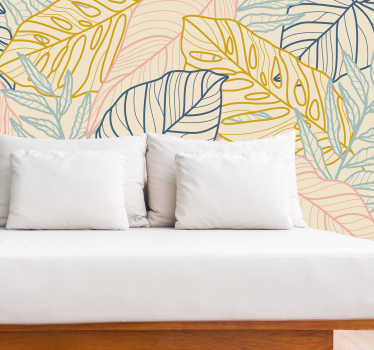 Fototapete Blumen Pastell monstera blätter - TenStickers