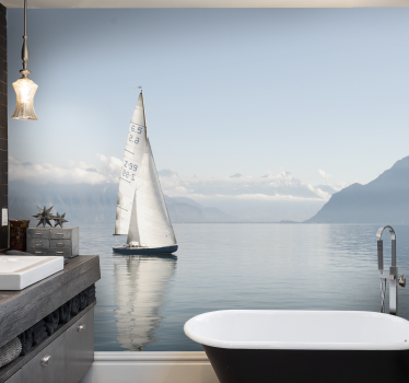 Fototapete Meerblick Segelboot friedliches meer - TenStickers
