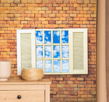 Fototapete stein mit blick aus dem offenen fenster - TenStickers