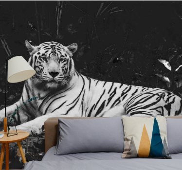 Fototapete Wand Weißer tiger ruht - TenStickers
