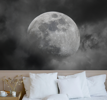 Fototapete weltraum mit leuchtender mondsilhouette - TenStickers
