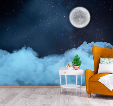 Fototapete Weltraum mondbeschienene wolkenlandschaft - TenStickers