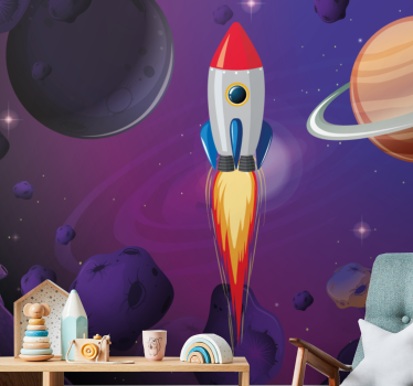 Fototapete weltraum rakete fliegt durch den kosmos - TenStickers
