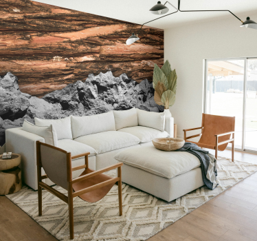 Wohnzimmer Fototapete Holz und Stein Muster - TenStickers