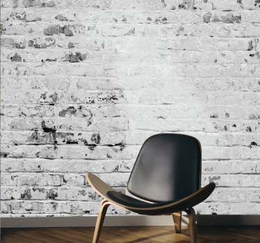 Weiße Backsteinmauer Tapete Wohnzimmer - TenStickers