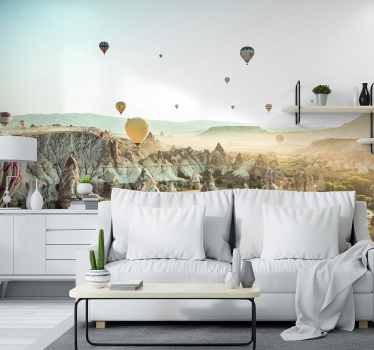 Heißluftballon Landschaft Fototapete - TenStickers