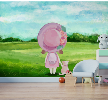 Kinder Fototapete Mädchen auf der Wiese - TenStickers