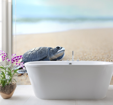 Kleine Schildkröte auf weißem Strand Fototapete - TenStickers