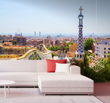 Meerblick im Park Güell Barcelona Fototapete - TenStickers