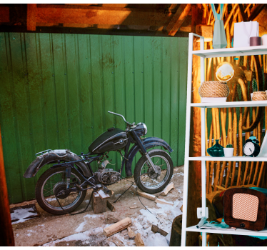 Motorrad Fototapete Vintage werkstatt - TenStickers