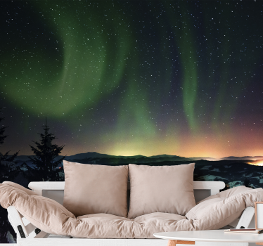 Natur Fototapete Nordlichter buntes grün - TenStickers