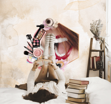 Personalisierte Fototapete Kreative make-up-tools mit foto - TenStickers