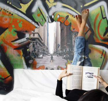 Personalisierte Fototapete Mode-graffiti-hintergrund mit foto - TenStickers