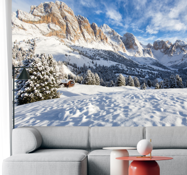 Schneebedeckte Berglandschaft Fototapete - TenStickers