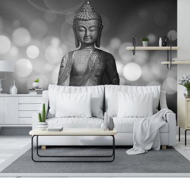 Silber Buddha Wand Fototapete Wohnzimmer - TenStickers
