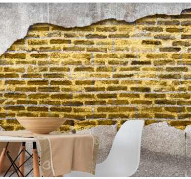 Stein Fototapete Goldener beton und ziegel - TenStickers