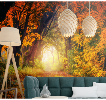 Wald Fototapete Herbst bunt - TenStickers
